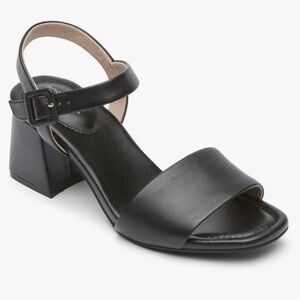 Rockport Trutech Farrah sz9 Block‎ Heel Sandle Black Leather Comfort Classic